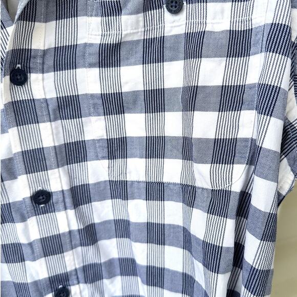 Patagonia Blue and Cream Plaid 100% Organic Cotton Casual Button Front Shirt, M - Picture 2 of 5